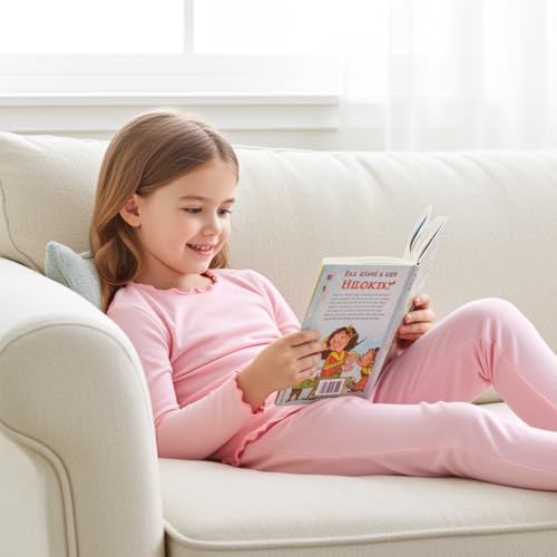 PATPAT Girls Pajama Sets Ages 2-12 Years - Snug Fit Long Sleeve Shirring Sleepwear, Soft Breathable Kids PJs3