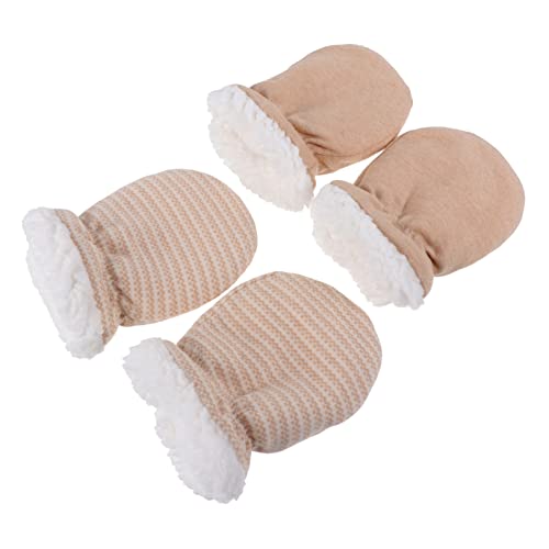 Ipetboom 2 Pack Anti-scratch Gloves Warm Protective for Baby Gentle Material Multi- Options
