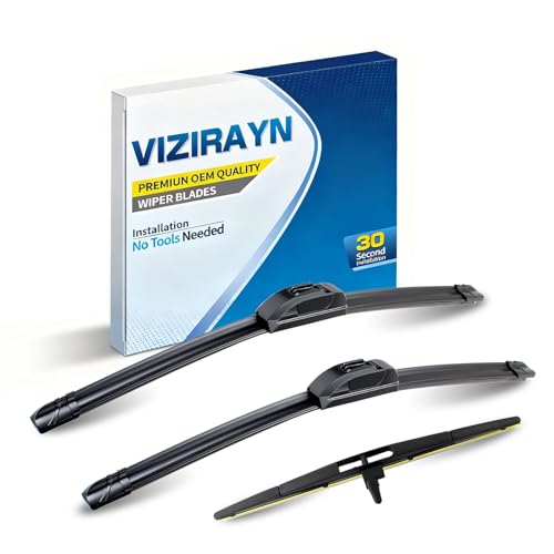 3 pcs 22" 21" 14" Front & Rear Windshield Wiper Blades VIZIRAYN Replacement for Honda Pilot 2009-2015 (Pack of 3), OEM Quality, All-Season