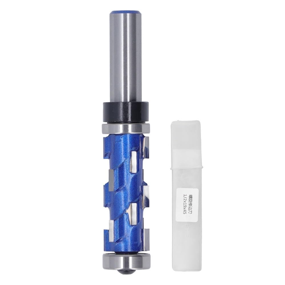 1/2in Shank Flush Trim Router Bit 19x45mm – Dual Bearing Spiral Trimming Tool Carbide Flush Trimming Bit for Woodworking,Chamfering & Edge Trimming