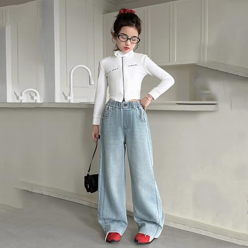 Jean large fille imprimé cœur style cargo pour ado de 5 à 14 ans - 2