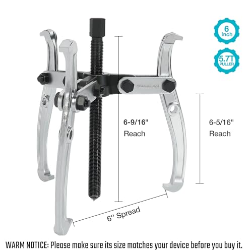 Image of DURATECH 6-Inch 3-Jaw Gear Puller, Removal Tool for Gears, Pulleys, Bearings and Flywheels