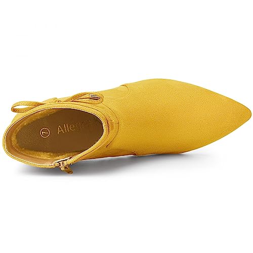 Allegra K Allegra K Women's Pointed Toe Block Heel Zipper Yellow Ankle Boots 5.5 M US