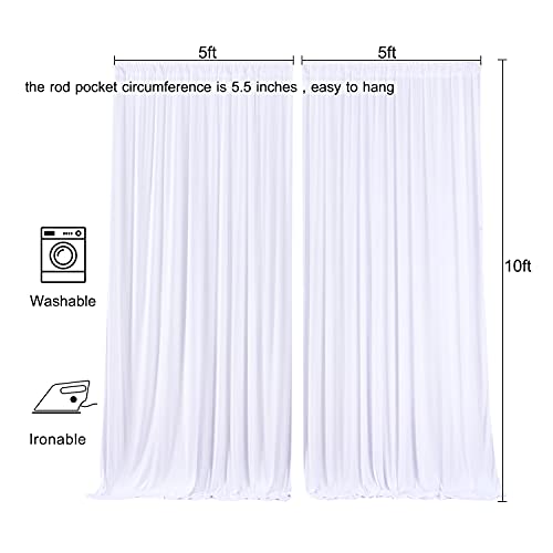 10X10 White Backdrop Curtain For Parties Wedding Wrinkle Free White Photo Curtains Backdrop Drapes Fabric Decoration For Baby Shower 5Ft X 10Ft,2 Panels #TOP6
