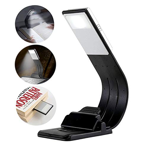 Kindle Luces, Toolove Lámpara de Lectura LED Recargable USB, Libro Luz LED Plegable con Clip para Libros, Revistas, eReader, eBook, Tableta, Kindle, iPad, Viajes, etc. (Negro)