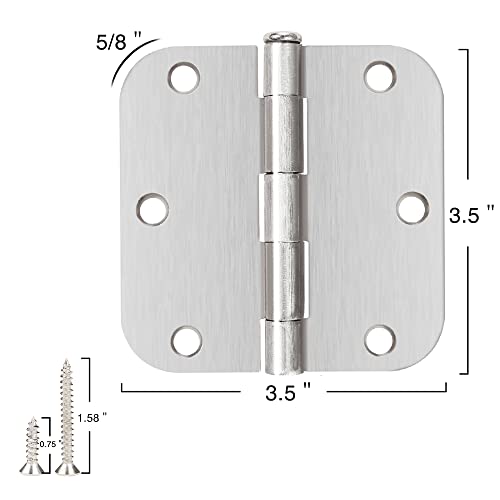 12 Pack Nickel Door Hinges Brushed Nickel 3 1/2 Interior Door Hinges Satin Nickel 3.5 Inch With 5/8” Radius Corners 3 ½"X 3 ½" Silver Hardware Controls Jiw Garage Factory #TOP2