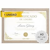 MARCOFOTO Marco de Fotos A3 Beige (29,7x42 cm) Portafotos de Pared en MDF con Cristal - Ideal para Diplomas, Certificados, Pósters y Fotografías - Decoración Hogar y Oficina