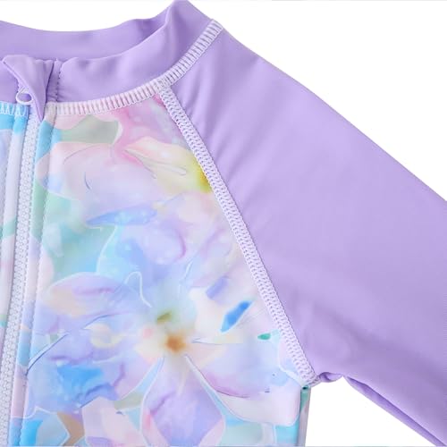 Image of UMELOK Girls Long Sleeve Rash Guard One Piece Swimsuits with UV Protection Sunsuit