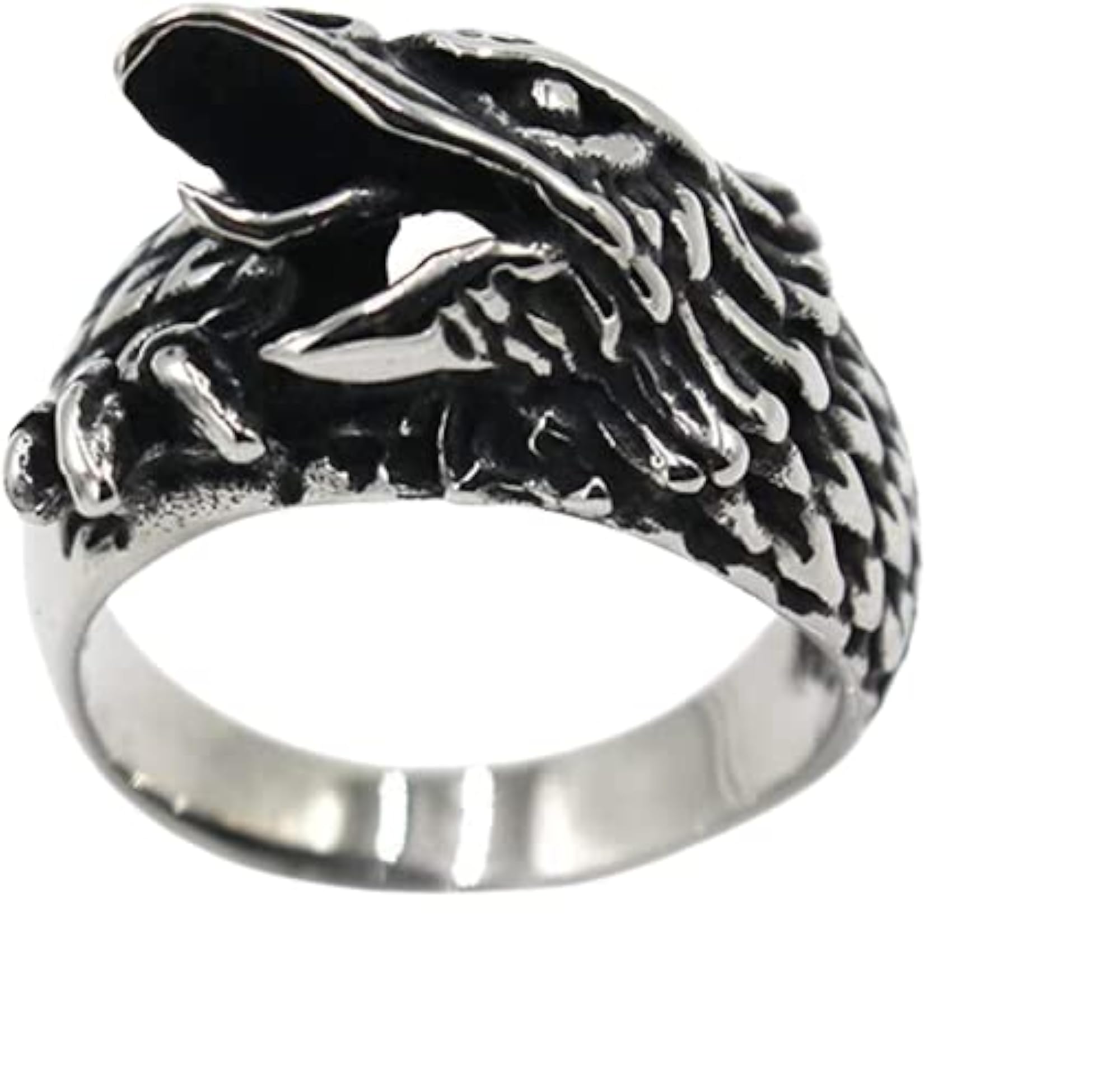 Men's Eagle Biker Ring, Silver Colour Statement Piece