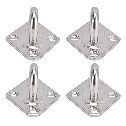 TIKATARER Ganchos para Ojos, Paquete de 4 Ganchos de Techo con Placa de Ojo de Acero Inoxidable 304, Ganchos de Pared de Cemento Resistentes, Gancho para Placa de Ojo para Fijar Cuerdas,