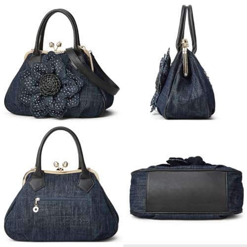 Bolso Tote de mezclilla con cierre romántico para mujer miniatura 6