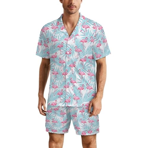 Mens Short Sleeve Pajama Set Summer Soft Pajama Short Set Piece