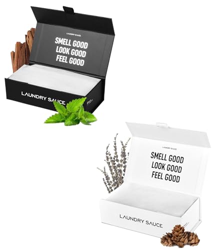 Laundry Sauce - 02 Sets of Luxury Scented Laundry Dryer Sheets Bundle (Australian Sandalwood and Siberian Pine), Premium Dryer Sheets with High-End, Sophisticated Fragrances