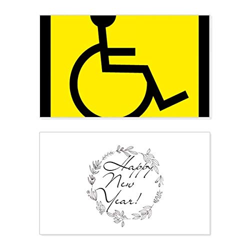 Tarjeta con mensaje de bendición y símbolo de discapacidad en amarillo y negro