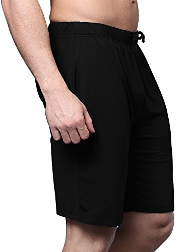 Gys Men's Bamboo Pajama Shorts Comfortable Sleep Shorts Lounge Pajama Bottoms With Pockets, Black, Large #TOP4