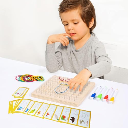 Wooden Geoboard, Montessori Toys - Image 2