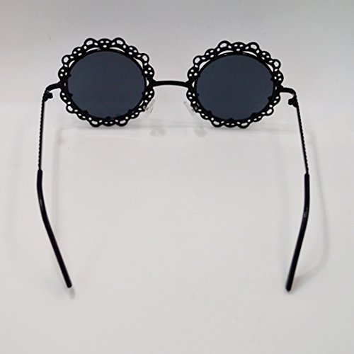 Mily Womens Vintage Hollow Lace Metal Flower Frame Round Sunglasses from3