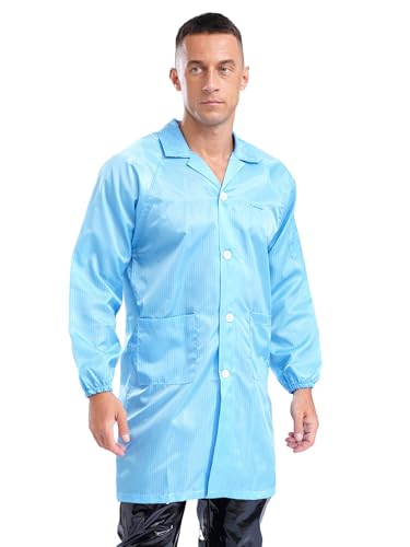 Image of Lapel Lab Coat Science Jackets for Mens Unisex Long Sleave Non-disposable Workwear Uniform