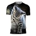 Carta di trasferimento per magliette da uomo estate divertente gatto stampato manica corta maglietta girocollo casual top uomo camicia attiva, Nero , XXXXXL