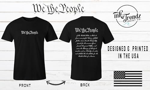 Ink Trendz We The People Preamble US Constitution 4th of July Patriotic Cotton Men's T-Shirt2