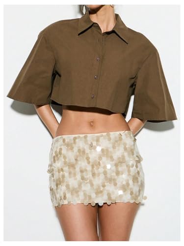 MakeMeChic Women's Party Sequin Sparkly Mini Skirt Low Waist Bodycon Skirts Clubwear4