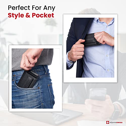 Image of alpine swiss Harper Mens RFID Slim Money Clip Front Pocket Wallet Minimalist Leather ID Card Holder