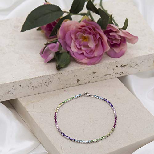 Bracelet Tennis argent femme avec oxyde de zirconium multicolore 2.5mm Tuscany Silver 19cm