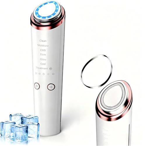 美顔器 【2026新モデル】 RF温冷美顔器 RF美顔器 超音波振動 イオン導出 イオン導入 EMS 微電流 温熱 冷感 LED搭載 1台多役 6種類モード 5段階レベル クレンジング 毛穴汚れとり 肌引き締め 目元ケア 口元ケア 肌ケア USB充電式 男女兼用の商品画像（Amazon）