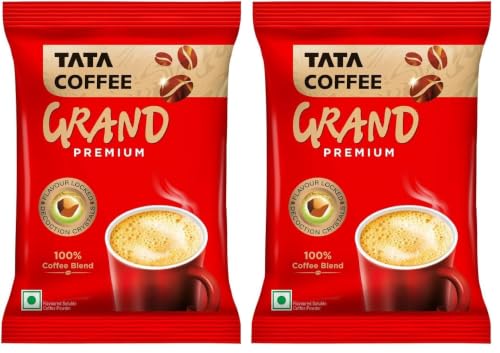 Image of Tata Coffee Grand Premium Instant Coffee, 50g Pouch, With Flavour Locked Decoction Crystals, Flavoured Soluble Coffee Powder, Rich Aroma & Great Taste (Pack of 2)