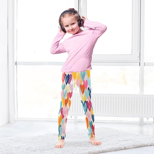 Toddler Girls Leggings Printed Yoga Pants Leggings Fold Colorful Love Heart for Kids4