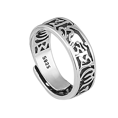 Bague réglable en argent 925 KnSam avec inscriptions bouddhistes à offrir