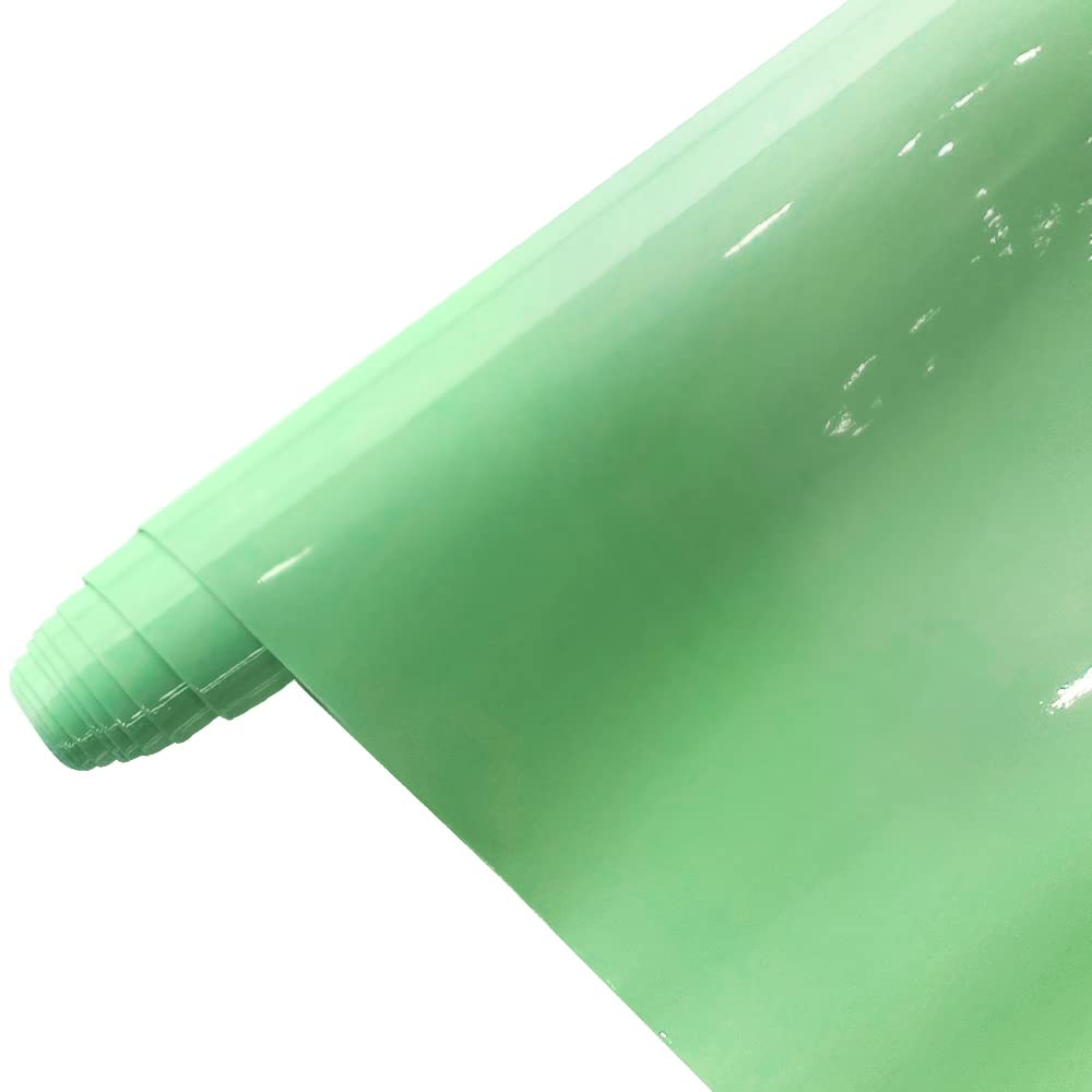 30x135cm Glossy Faux Leather Roll, Shiny Mirrored Synthetic Crafts Fabric for Hair Bows Clips Making (Cyan) โ image 1