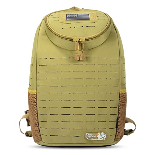 Leisontac Military Tactical Backpack, 500D Lightweight Nylon Backpack, Laser Cut Molle Assault Pack, 26L Waterproof Runksack (Coyote Tan) #TOP1