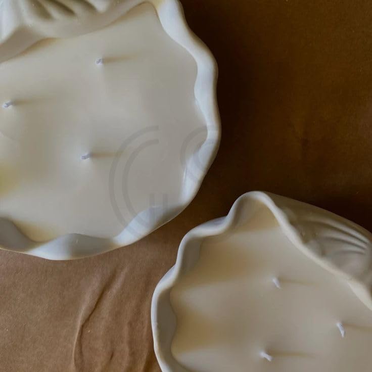 Image of Concrete Sea Shell Jar Candle | Velvet Rose Aroma | 24+Hours Burn Time | Perfect for Home Decor & Gifting (A)