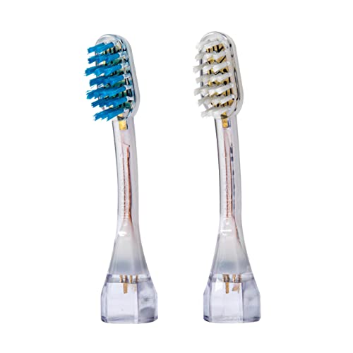emmi®-dent 2 Têtes de Brosse en Vague M2 (1 Bleue + 1 Blanche) I Brosses de Rechange Idéales Dents Irrégulières (Poils en Forme de Vague) I Pour Brosses à Dents à Ultrasons emmi®-dent Platinum Cover