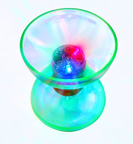 Flight Diabolo Triple Bearing LED Light Up Professional Diabolo / Chinese Yoyo Toy with Aluminum Sticks Translucent Green - Thumbnail 2
