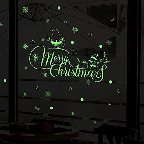 Jadeseal 208 Stück Fensterbilder Weihnachten, Static Fensterglas Weihnachten Schneeflocke schneemann weihnachtsmann für Weihnachten Dekoration, leuchtend Cover