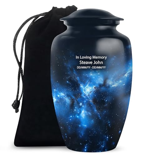 Image of Personalized Nebula - Cremation Urn for Ashes Dad - Human Urns for Ashes Adult Male - Unique Burial Urns for Ashes - 10 Inch - Large with Velvet Bag - Funeral Urns for Human Ashes Adult Man