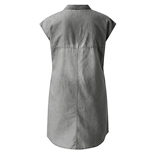 Robe d'été en denim sans manches pour masquer les rondeurs - 4