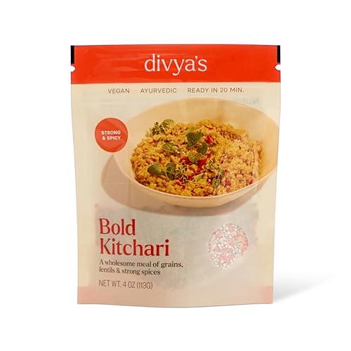Divya's Bold Kitchari, Strong &amp; Spicy, One-Pot Ayurvedic Meal with Grains, Lentils, &amp; Spices, Healthy &amp; Nourishing Plant-Based Meal, Vegan, Non-GMO, Gluten Free, Organic, Single Serving 3 Pack