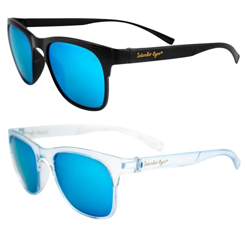 Tahiti Polarized Sunglasses for Women Fashion 2 Pairs Black & Blue Frames w/Blue Mirror Lenses
