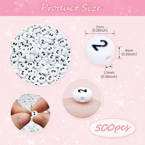 Image of Looconi 500pcs Number Beads 2 Plastic Beads for Jewelry Making