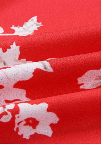 Image of YMING Womens Summer Spaghetti Strap Dresses Button Down Floral Sundress High Waist Swing Midi Dress with Pockets