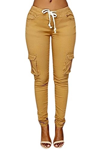 Minetom Mujeres Verano Casual Elástico Moda Altura Cintura Pantalones con Cordón Ropa...