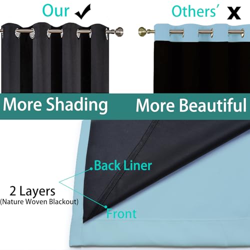 Image of Yakamok Sky Blue 100% Blackout Curtains 84 Inches Long 52 inch Wide 1 Panel | Blackout Curtain Panels for Bedroom, 2 Thick Layers Grommet Top Thermal Insulated Drapes with Black Liner for Living Room