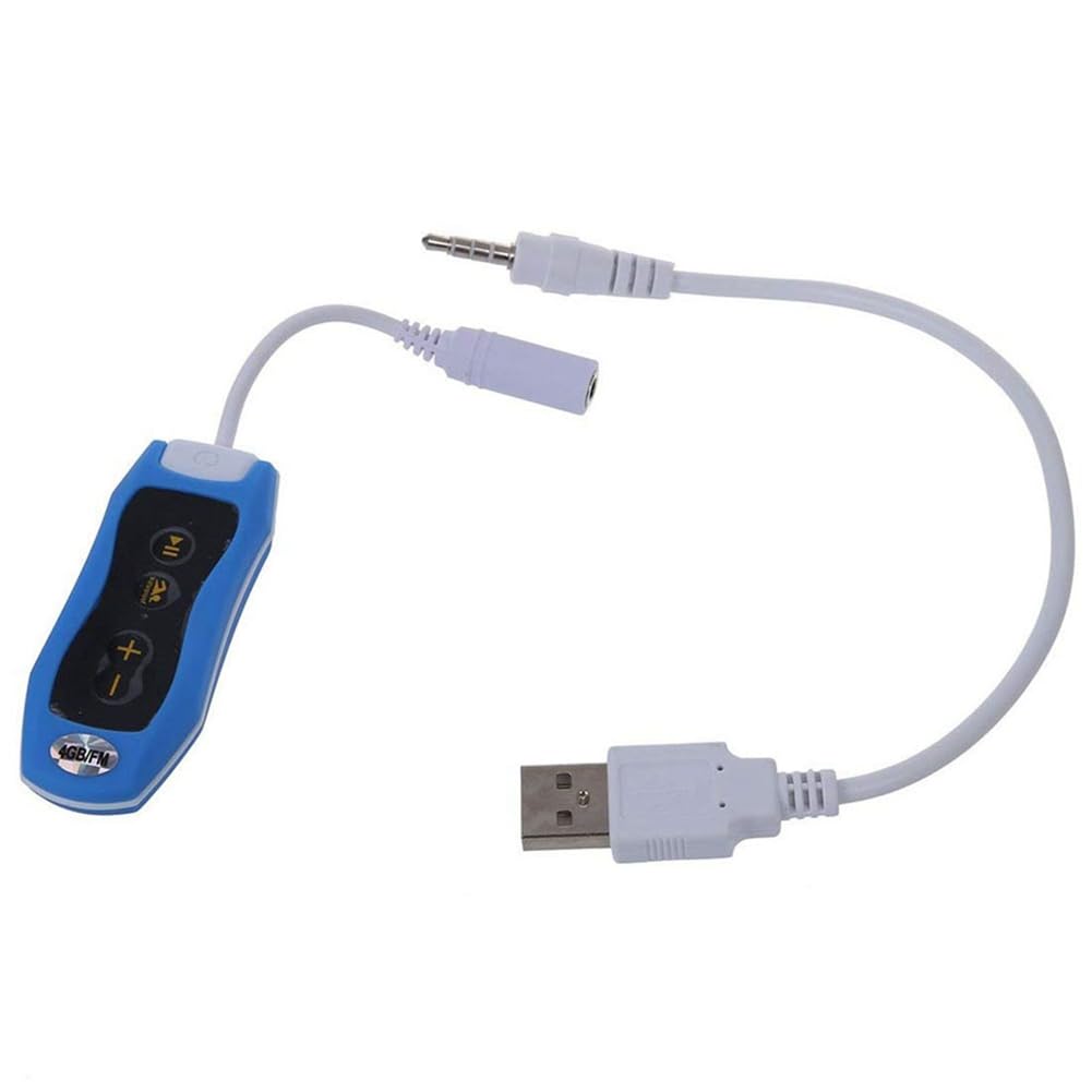 yasoe Clip Impermeabile IPX8 Lettore MP3 Radio FM Suono Stereo Nuoto Immersioni Surf Ciclismo Sport Lettore Musicale con FM(C) Durevole 4GB Blu