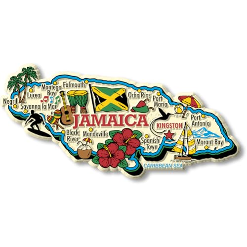 Imán decorativo de mapa de Jamaica estilo vintage goma 3D