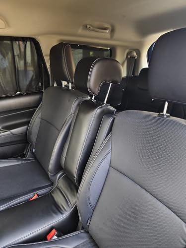 Image of PABLA ENTERPRISES Premium Car Center Seat with Armrest, Adjustable Headrest, and Two Cup Holders Compatible with Maruti XL6, PU Leather, Black