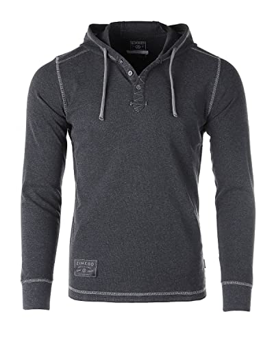 ZIMEGO Mens Waffle Pullover Hoodie - Long Sleeve Thermal Sweatshirt for Men