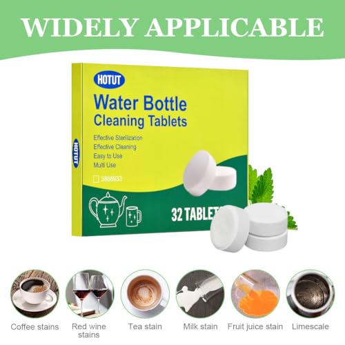 Miniatura 5 de Hotut Bottle Clean Tablets,32pcs Pastillas De Limpieza Eficientes Contra Incrustaciones Y Olores,Clean Tablets,Pastillas Descalcificadoras Para Botellines Y Acero Inoxidable,Vidrio,Tazas De Café